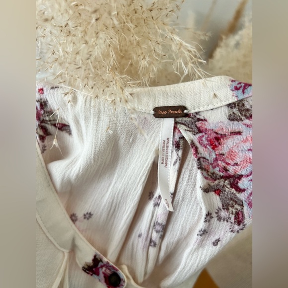 Free People Tree Swing Cream Pink Floral Mini Dress Tunic With Pockets Size S/M - Picture 14 of 17